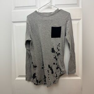 Libertador Men’s Gray Long Sleeve Tee with Black Pocket Size Small